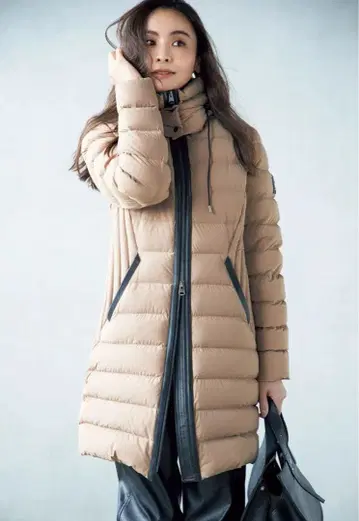 mackage 다운 M 사이즈 베이지 후드 부착 다운 자켓 롱 기장