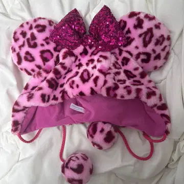 디즈니 팬캡 핑크 레오파드 무늬