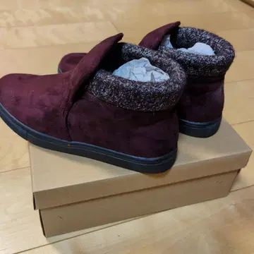 스웨이드풍 숏부츠 와인 24.5cm