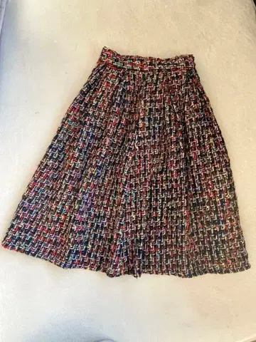 멀티 컬러 트위드 플레어 스커트 S