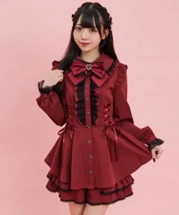 시크릿허니 시크릿허니 사이드 헤임 셋업 와인 레드