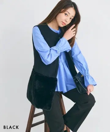 미사용 새상품 밑단 퍼 베스트