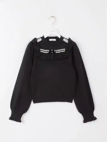 evelyn 시어 프릴 리본 니트