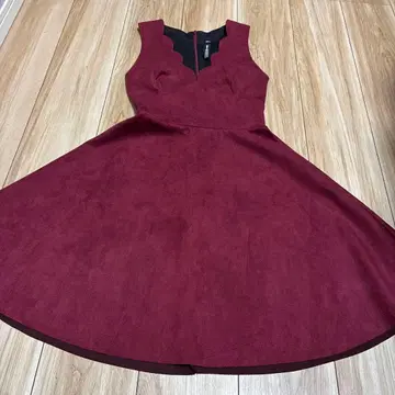 Design Lab A라인 미니 스커트 원피스 와인 레드 XS 사이즈