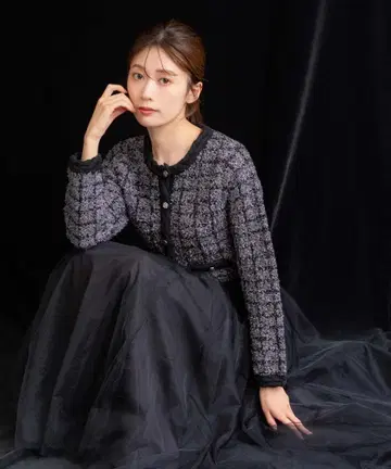 노엘라 15주년 트위드 튤 도킹 원피스 M