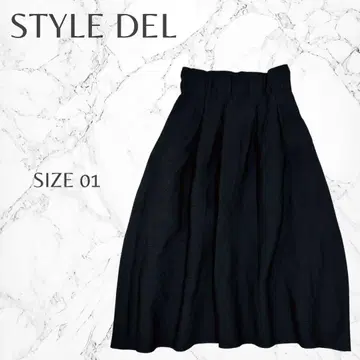 스타일 델리  부드러운 허리밴딩 무릎 기장 볼륨 플레어 스커트 M 고품질