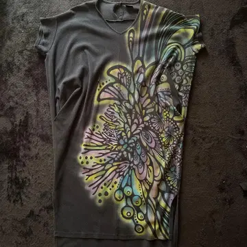 YOKANG 꽃무늬 프린트 반팔 원피스 그레이