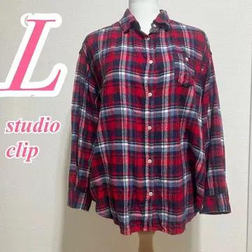 studio clip 스튜디오 클립 체크 셔츠 L 레드 캐주얼