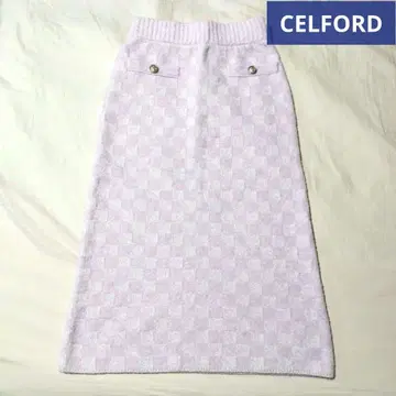 [ 새상품급 ] CELFORD 니트 롱 스커트 핑크 체크