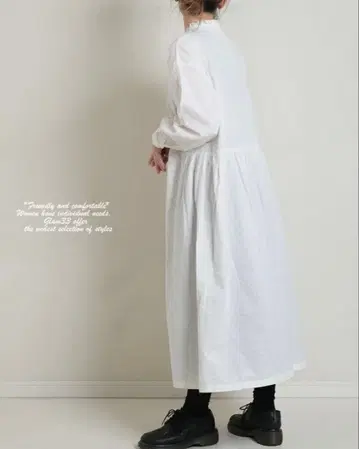 blue willow 코튼 린넨 넥 프릴 원피스