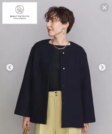BEAUTY & YOUTH BY 비버 노카라 숏코트 네이비