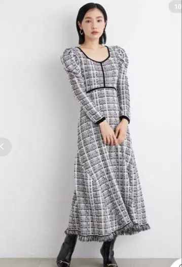 LILY BROWN 트위드 니트 롱 원피스 긴팔 프리 사이즈