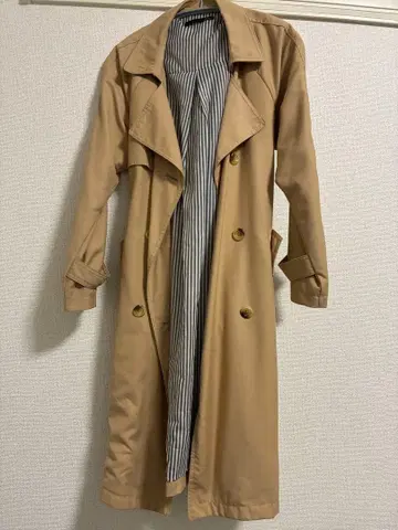 Heather/트렌치코트/스트라이프 안감/카멜