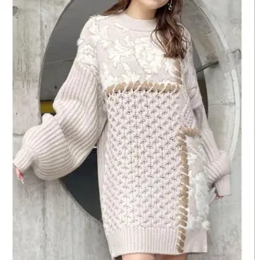 자카드 패턴 MIX 니트 원피스