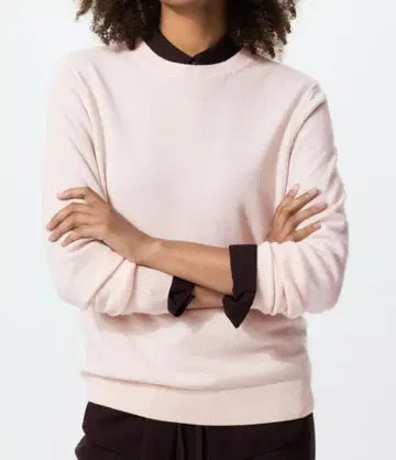 [택 포함] 캐시미어 크루넥 스웨터 유니클로 핑크 M