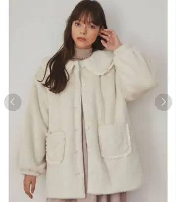 프릴 칼라 인조 모피 자켓