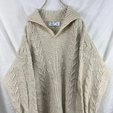 페루산 핸드메이드 빈티지 케이블 짜임 울 니트