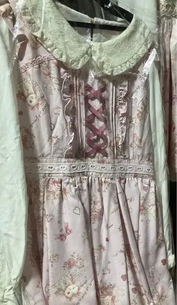 LIZ LISA hair salon 패턴 원피스 핑크 사이즈 2