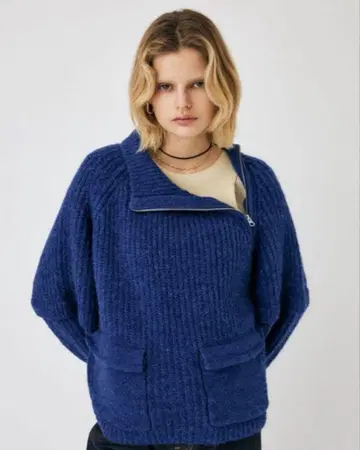 집업 니트 ASYMMETRIC HALF ZIP 풀오버