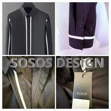 SOSOS DESIGN 대비 컬러 드레스 셔츠 블랙 [ 새상품 ]