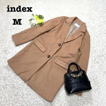 인덱스 롱 코트 체스터 아우터 브라운 울 심플 M