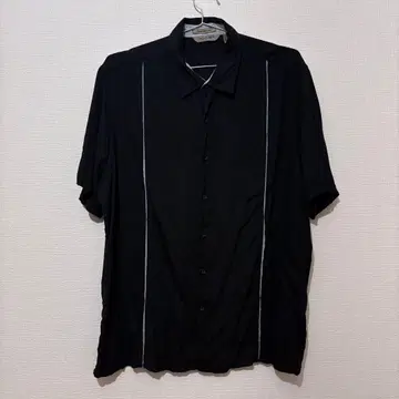 A X IST 블랙 실크 반팔 셔츠 XL