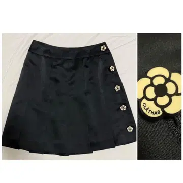 CLATHAS 클레이사스 미니 스커트/플리츠 스커트 블랙 새틴 까멜리아