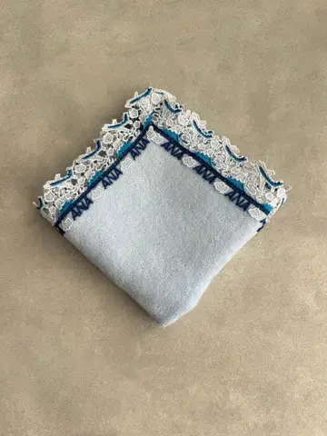 치카자와 레이스점 ANA 오리지널 타월 손수건 아쿠아 블루 새상품