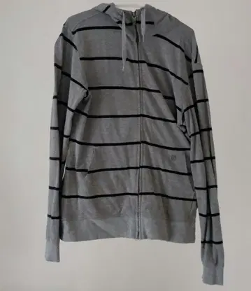 [1] BURTON 풀 지퍼 후드티 S 스트라이프 그레이 블랙