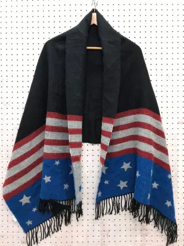 아메카지 락 펑크 구제 의류 잡화 성조기 모티브 대형 프린지 스톨 머플러