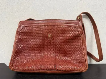 고품질 레트로 천연 가죽 뜨개질 숄더백 브라운 빈티지