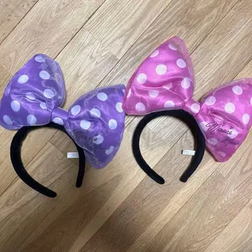 디즈니랜드 리본 머리띠 보라색 핑크