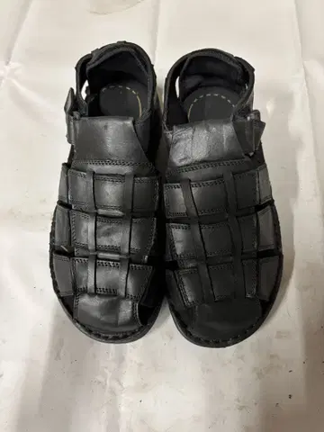 블랙 뜨개질 샌들 오픈토