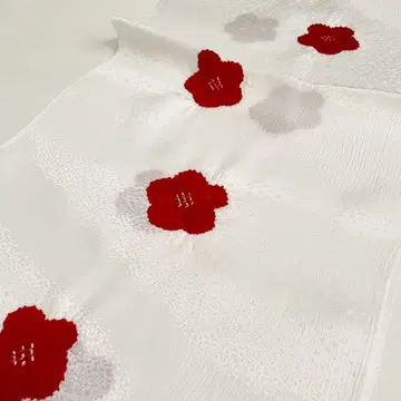 카라슈 순수 실크 오비 장식 천 와다시 지몬 시보리 화이트 레드 일본제