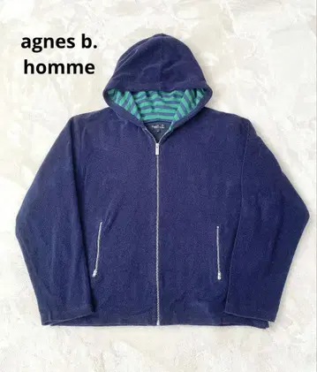agnes b homme 파일 지퍼 후드티 네이비 남성용