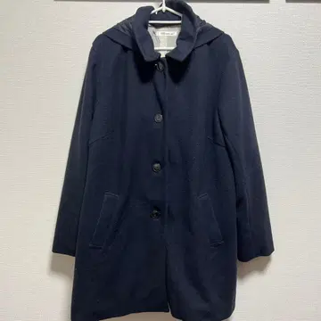 16일 23:00까지 네이비 후드 부착 코트 사카젠 시마무라 3L