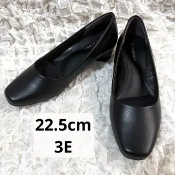 fuwaraku 광폭 3E 방수 스퀘어토 펌프스 블랙 22.5