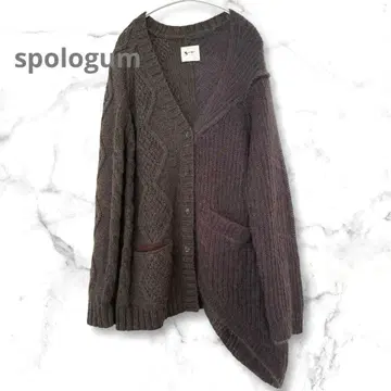 spologum 스포로가무 울 알파카 모헤어 가디건 브라운