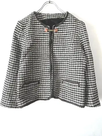 도쿄 뉴스타 노카라 체크 자켓 겉옷 11호 그레이 x 화이트