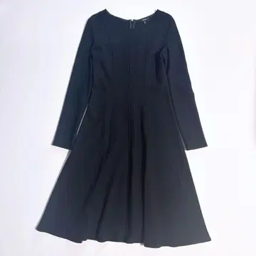 새상품급 띠어리 롱 원피스 울 플레어 긴팔 블랙 일본제