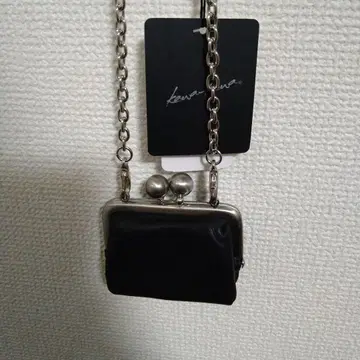 블랙 가죽 가마구치 코인 케이스