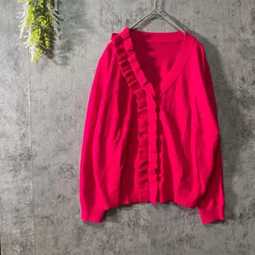 뉴 패션 긴팔 니트 가디건 겉옷 V넥 프릴 페미닌