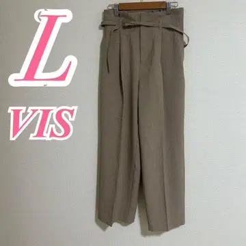 VIS 와이드 팬츠 L 사이즈 브라운 깔끔한 코디 벨트 오피스