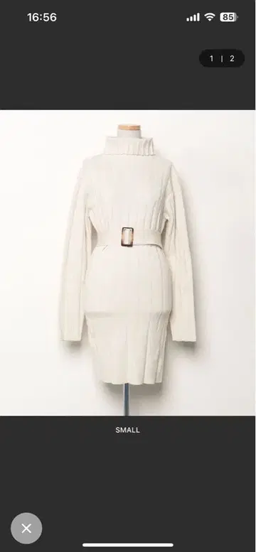 새상품급 RESEXXY 와이드 리브 니트 원피스 아이보리 S