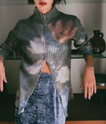 MARTE sahara 아트 프린트 리브 니트