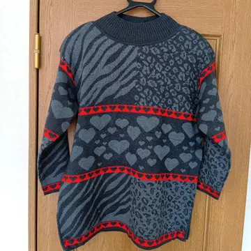 gabi 하트 애니멀 긴팔 튜닉 스웨터 모 100%