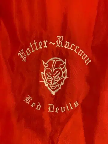 레드 데빌 체인 스티치 자수 나일론 바시티 자켓 90s 핫로드