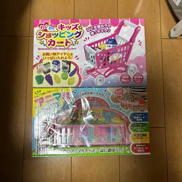 Wakuwaku 키즈 쇼핑 카트 애니멀 피아노 2세트