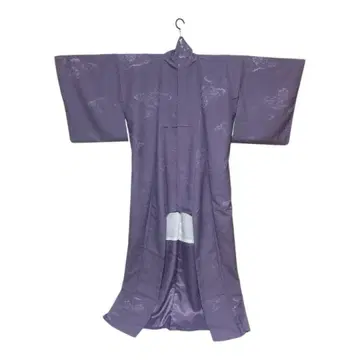 기모노 보라색 꽃무늬 폴리에스테르제 오샤레 기모노