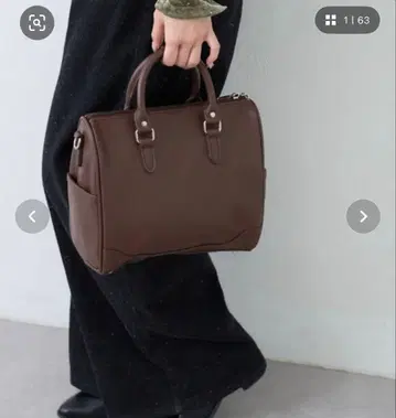 브라운 합성 피혁 핸드백